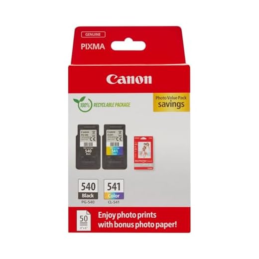 Canon Tinte & Papier Multipack - PG-540/CL-541 Original Drucker Tintenpatronen 2er-Pack (1 x Schwarz, 1 x Farbe druckerpatronen) & 4x6 Fotopapier (50 x Blatt) Für PIXMA TS5150, TS5151, MG3650s, MG4250