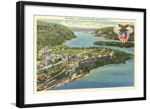 ART.COM Wall Art Print Air View, U.S. Military Academy, West Point, New York on Black Frame, 29" x 21"