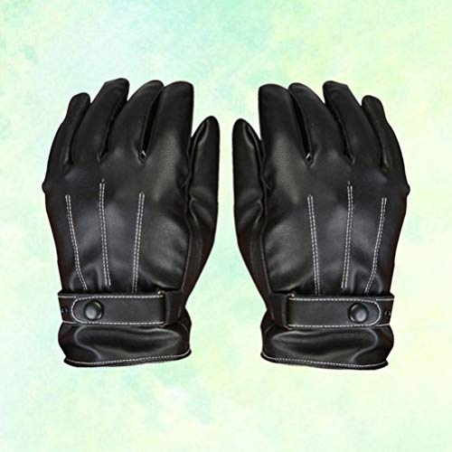 IMIKEYA Luvas de couro de inverno para inverno, luvas de couro de poliuretano para tela sensível ao