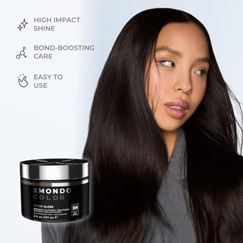 Image of XMONDO Color Depositing Mask & Glossing Treatment, Dark Brown, 8 Fl Oz | 5N Shade, Semi-Permanent Hair Dye, Infused with Bond Booster & Lusterhance Technology for High-Gloss Shine, Vegan Formula