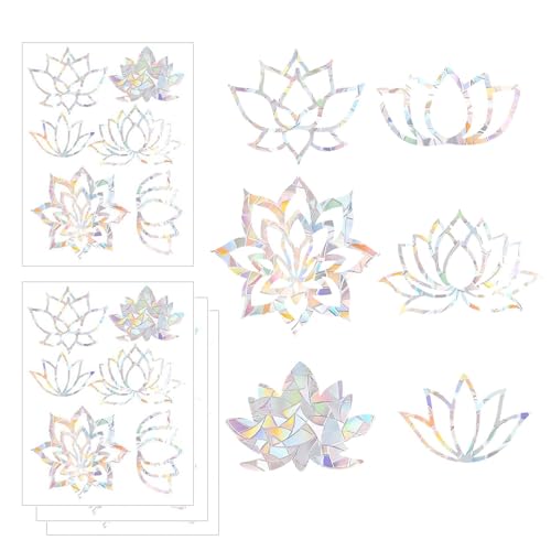 Moguri Lot de 4 feuilles d'autocollants de fenêtre anti-collision pour éviter les collisions d'oiseaux, autocollants de fenêtre avec motif prisme pour oiseaux, autocollants d'avertissement de