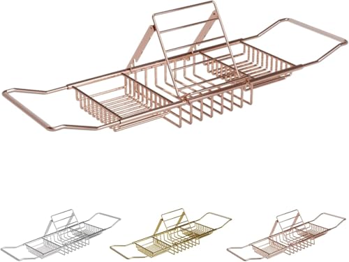 [AOKOWN]バスタブトレー お風呂【格納可能なデザイン62-98cm】ステンレス バスタブスタンド バステーブル 錆びにくい カビない 滑り止め 伸縮式 浴槽ラック 浴室収納 お風呂雑貨置き台
