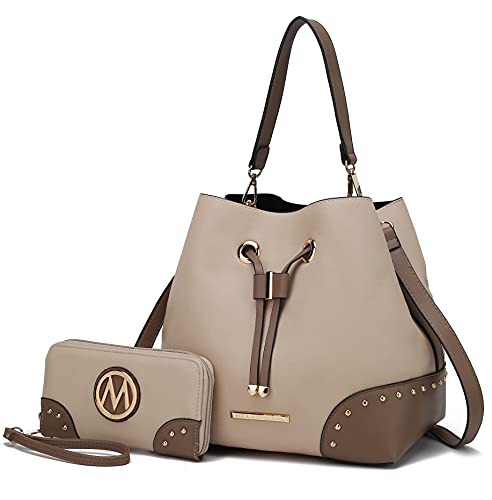 Image of MKF Collection Women's Bucket Bag With Wristlet Wallet, Vegan Leather Hobo Bag Handbag Set Crossbody Bag by Mia K