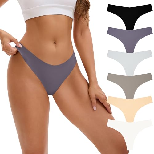 Image of INNERSY Seamless Thongs for Women No Show Underwear Sexy Breathable Comfortable Panties 6-Pack