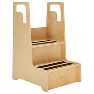 ECR4Kids Reach-Up Step Stool with Handles, Kids Furniture, Natural
