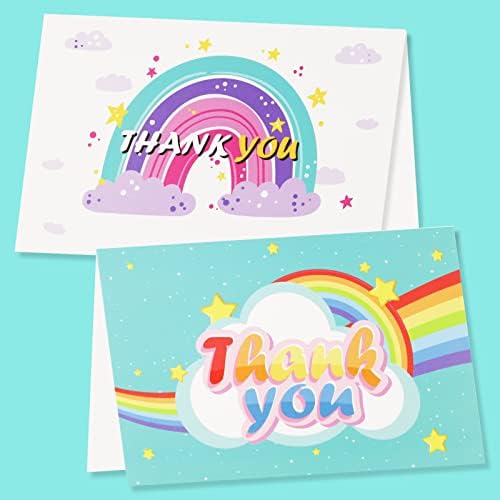 Thank You Cards Multipack Rainbow Style Eco friendly Thankyou Card with Envelope Keychain for Birthday Wedding Graduation Teacher Gifts