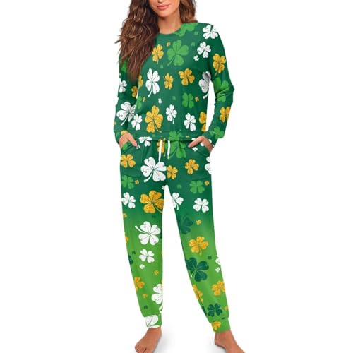 Image of Women's Pajamas Set Soft 2 Piece Loungewear Long Sleeve Pj Set Matching Sleepwear with Pockets for Women Plus Size