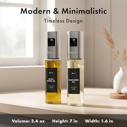 EDELHAUS Oil Sprayer Set of 2 – Oil Spray Bottle Made of Stainless Steel & Glass, for Healthy Cooking, Sprayer for Precise Dosage, for Cooking Oil & Vinegar Including 20 Labels, Funnel by EDELHAUS - Image 2