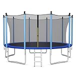 GYMAX Trampoline, 8FT 10FT 12FT 14FT 15FT 16FT Recreational Trampolines w/Safety Enclosure Net & Ladder - ASTM Certificated, Outdoor Trampoline for Kids and Adults (Internal-Net 15FT)