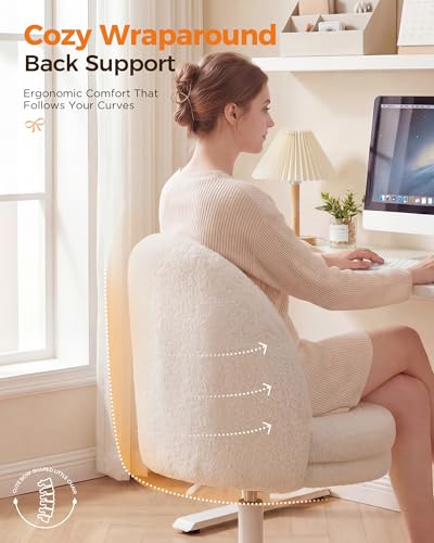 Image of GTPLAYER Velvet Tall Office Chair with Wheels Vanity Chairs with Back, Versatile Height Use: Office to Bar Stools Small Ergonomic Comfy Armlees Computer Desk Chair with Bow Lumbar Pillow for Gift