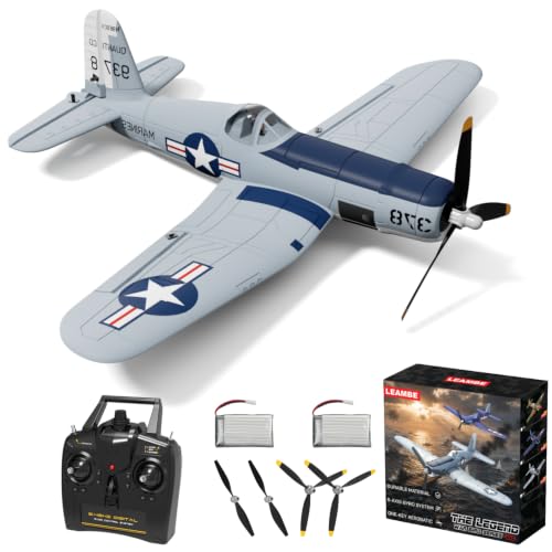 LEAMBE 4 Channel RC Plane - Ready to Fly Aerobatic Aircraft, Easy Control for Beginners, F4U Corsair RC Airplane Best Gift for Adults Grey