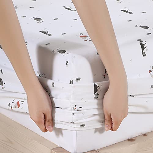 Image of Eddie Bauer - Queen Sheet Set with Fitted Sheet & Pillowcases, 100% Cotton Percale Bedding, Crisp & Cool, Deep Pocket, Cascade Camping