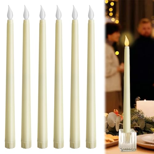 Seefey 6 Pièces Bougie LED,Électrique Flamme Vacillante Bougie Chandelier LED,Fausses Bougies Décorative,Flamme Vacillante,Blanc Bougies LED pour...