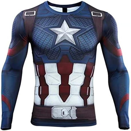 3D Super Hero Close-Fitting Quick-Drying Elastic Sport Cosplay T-Shirt Long Sleeve