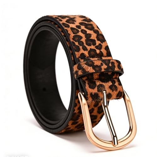 GDDDYWWJ Leopard Print Belts, Fashion Women's Belts Adjustable Faux PU Leather Ladies Belts for Jeans Pants Ladies Casual (Brown)