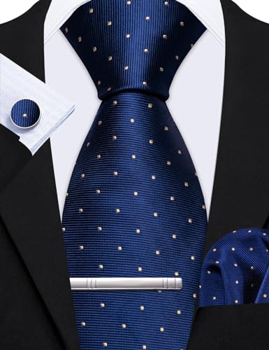 Image of Barry.Wang Designer Mens Tie Sets Collection, Eleagnt Gift Box Tie Clips Handkerchief Cufflink Set