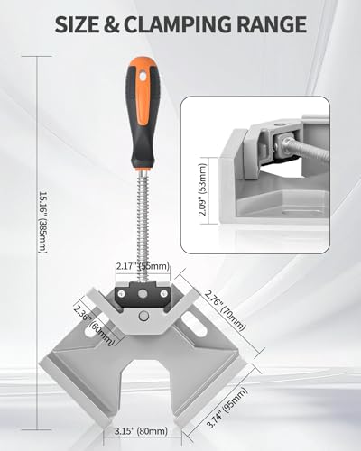 Image of TANYO Corner Clamp 4pcs 90 Degree Right Angle Clamp with Adjustable Aluminum Alloy Swing Jaw, 90 Single Handle Clamps Woodworking Tool for Welding, DIY, Wood Working