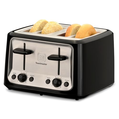 Toastmaster 4-Slice Cool Touch Toaster, Black with Stainless