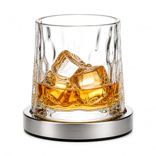 Copo de Whisky Premium em Vidro, com Base Giratória 360°, Design Elegante para Drinks
