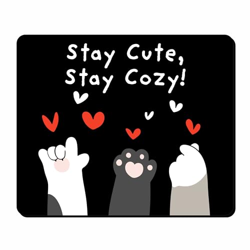Image of Cute Cat Paw Mouse Pad - inchStay Cute, Stay Cozy inch Aesthetic Design | Smooth Surface & Non-Slip Rubber Base | Perfect for Office, Home & Study Desk | 9 x 7.5 Inches