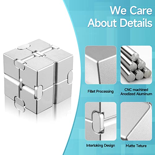 Asbyoi Infinity Cubes Fidget Toys, Aluminum Alloy Metal Fidget Cube For Kids And Adults, Stress Relief And Anti Anxiety Finger Flip Cubes Toys, Sturdy And Durable Mini Gadget For Add, Adhd, Ocd #TOP3