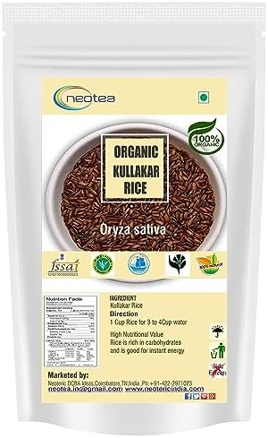 Neotea Organic Kullakar Hand-Pounded Rice | Traditional Red Rice | Boiled Unpolished Arisi Rice | 100% Natural & Nutrient-Dense | Diabetic Friendly | Medium Grain | 500 GM