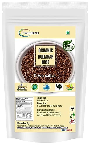 Neotea Organic Kullakar Hand-Pounded Rice | Traditional Red Rice | Boiled Unpolished Arisi Rice | 100% Natural & Nutrient-Dense | Diabetic Friendly | Medium Grain | 500 GM