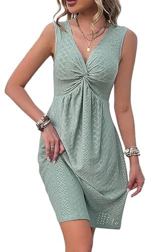 Image of LLHXRUI Sundresses for Women Sleeveless Boho Summer Dress Elegant Vacation Tank Dresses Casual Tunic Short Sun Dress