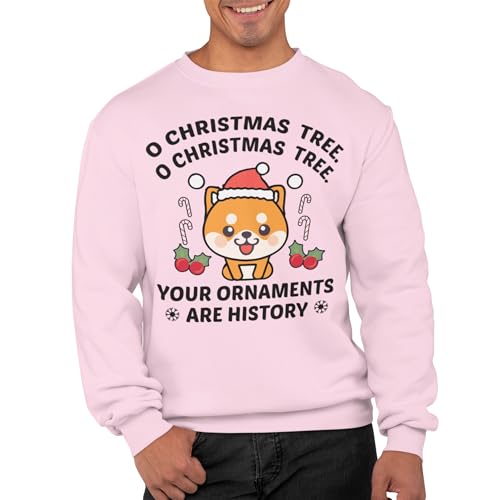 Graphic Impact Shiba Inu Unisex Christmas Sweatshirt For Adults And Kids Funny Ugly Rude Novelty Xmas Jumper Festive Sweater(Pink, XL)
