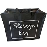 Multi-Purpose Storage Bag – Heavy Duty Black Organizer 45cm x 39cm x 20cm Reusable Tote for Clothes, Bedding, Laundry, Toys, Sports Equipment, Books & Decorations Durable Household Storage