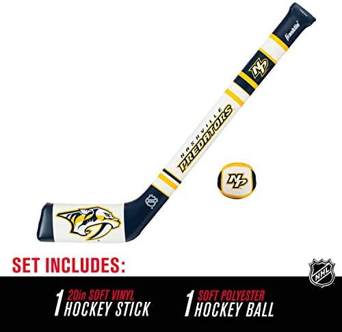 Franklin Sports Nashville Predators NHL Mini Soft Hockey Stick Set - NHL Team Soft Foam Mini Hockey Stick and Ball Set - Great Toy for Kids
