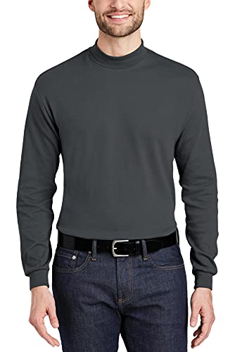 JustBlanks Mens Lightweight Long Sleeves Interlock Knit Mock Turtleneck Pullover