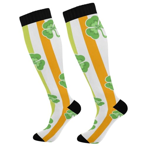 Patricks Day Irish Flag Clover Icons Compression Socks for Women Men Christmas Circulation Long Knee Socks for Winter Warm Stockings Socks