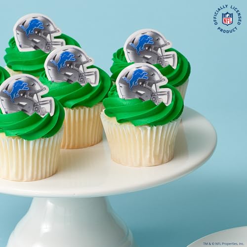 DecoPac NFL Detroit Lions Helmet Rings, 24 Football Cupcake Decorations, Officially Licensed, Football Rings, Food Safe Cake Toppers – 24 Pack - Image 3