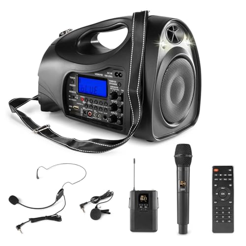 Vonyx ST016 Amplificateur de Voix Portable, 130W, Microphones UHF Main, Cravate et Casque, Bluetooth 5.0, Lecteur MP3 USB/SD, Radio FM, Batterie Rechargeable,...