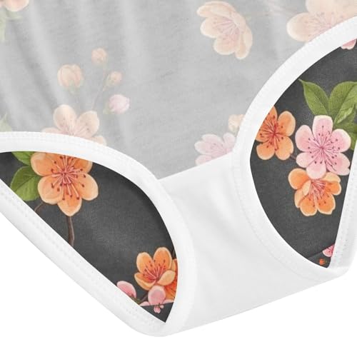 Toddler Girl Briefs, Cherry Blossom Flowers Green Leaves Girls Underwear Cotton, 2–8 Years4