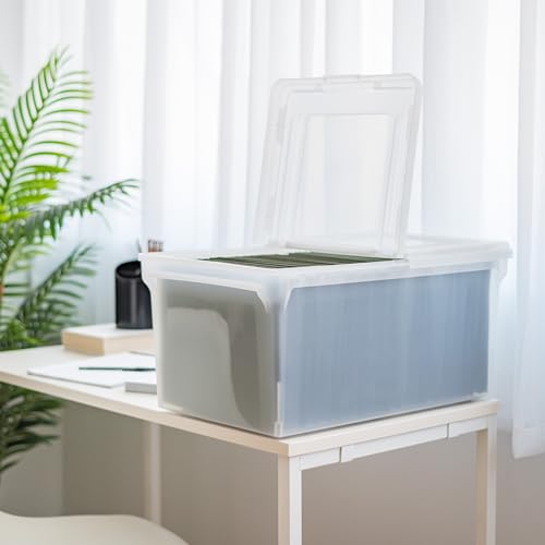 image for Iris Ohyama IRIS USA File Box File Organizer w/ Hinged Split Latching 