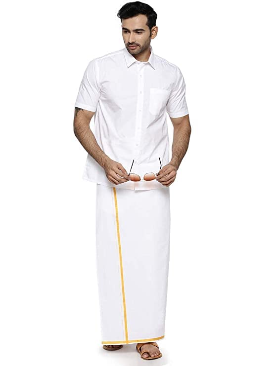 Image of Ramraj Cotton Men Solid Cotton White Half Sleeve Shirt Crafted For A Clean| Versatile| Comfortable look