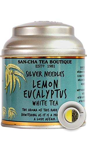 Image of Sancha Tea Boutique, Lemon Eucalyptus White Tea, 25g Loose Leaves | Calming & Detoxifying Silver Needle White Tea | Refreshing Citrus Aroma | Micro-Batch Blended