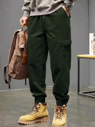Image of Leriya Fashion Men's Cargo Pants | 4 Pocket Cotton Cargo Joggers for Men | Loose Fit Stylish Pant with Pockets | Casual Baggy Trousers & Streetwear Lower