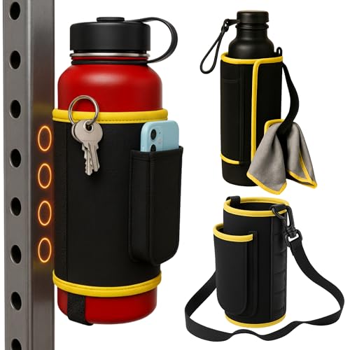 REXLIA Magnetic Gym Bag | Gymdrip Magnetische Tasche | Magnetic Bag Gym | Neopren Flaschenhülle Isoliert mit Tragegurt und Handyhalterung