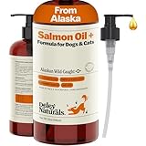 Deley Naturals Wild Alaskan Salmon Oil for Dogs - New & Improved Salmon Oil Plus Formula - Fish Oil for Dogs with DHA EPA Omega 3 & 6 Fatty Acids - Omega 3 Fish Oil for Skin & Coat - 32oz Made in USA