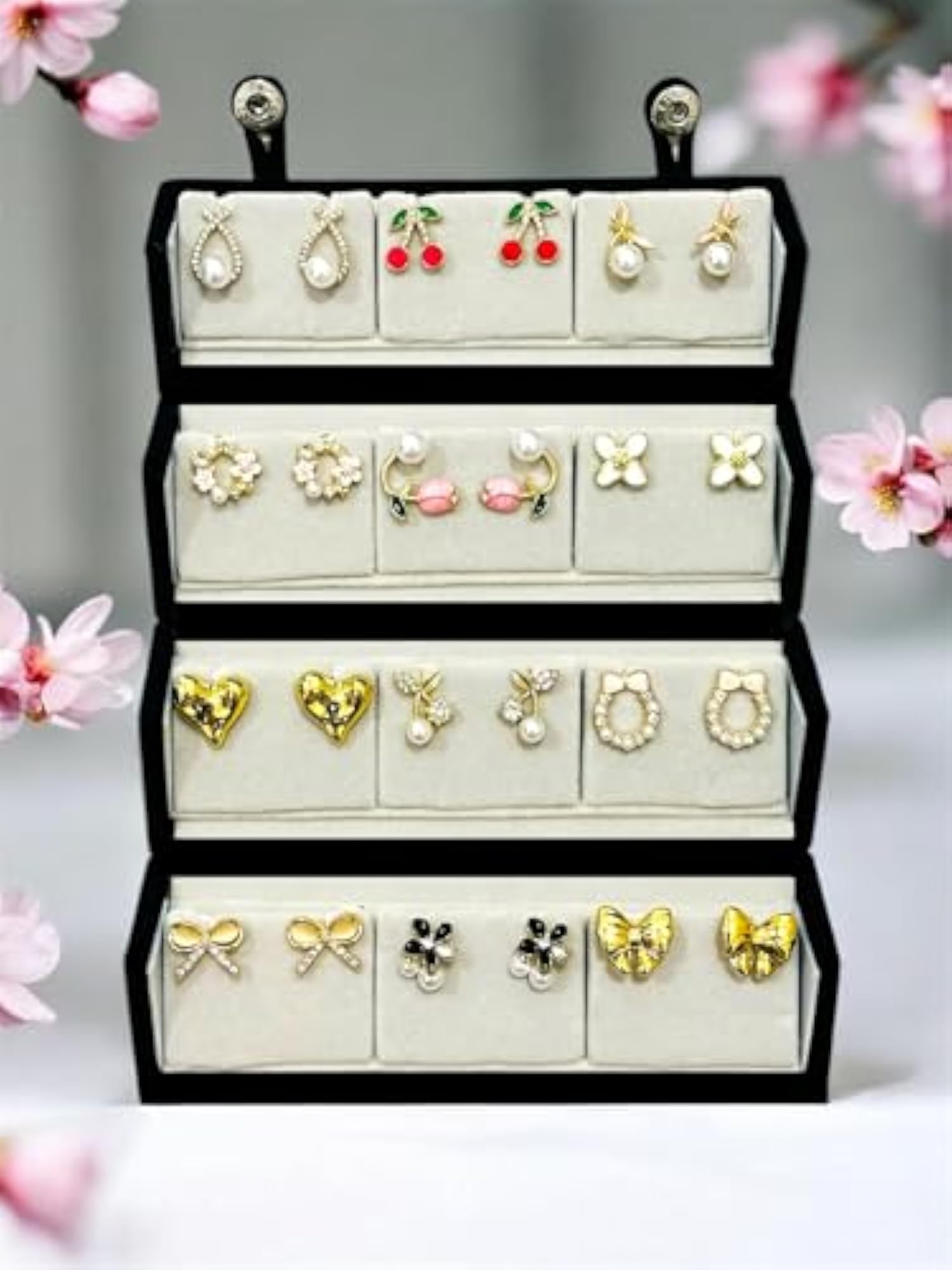 Women's Gold Plated Korean Stud Earrings Set of 12, Gift Box