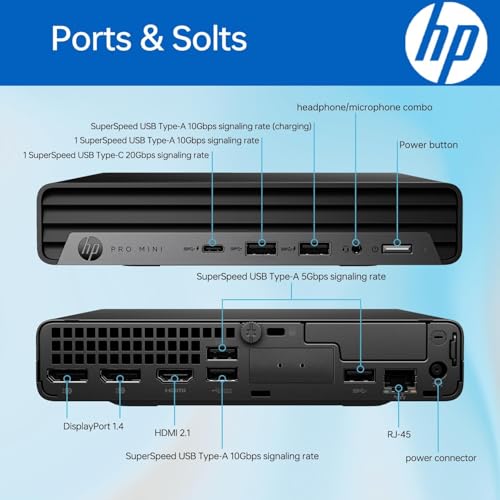 Image of HP 2026 Pro 260 G9 Mini PC Desktop Computer, 13th Gen Intel Core i3 CPU, 16GB RAM, 256GB PCIe SSD, Triple 4K Display Support, USB-C, Ultra-Quiet Design, Bluetooth 5.2, WiFi 6, KB&Mouse, Windows 11 Pro