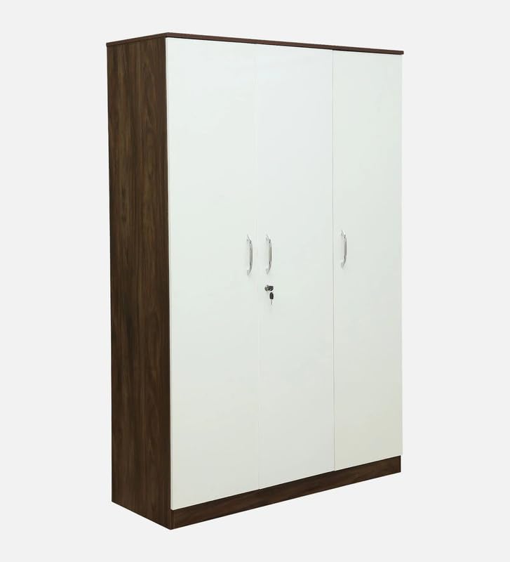 Image of Mintwud Pepperfry Engineered Wood Wardrobe with 3 Doors Storage | Wooden Almirah for Living Room Bedroom Furniture | Storage Organizer Cabinet Cupboard for Clothes (Ivory, Wenge Finish)