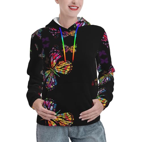 Sweat papillon pour femme extensible avec une poche kangourou douce