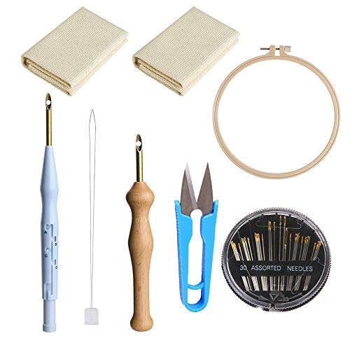 Nsiwem Stylo Broderie 37 pièces Kit Broderie Point Punch Needles Stylo Manuel de Broderie Ensemble Poinçon Aiguille pour la Broderie Broderie D'Aiguille de Poinçon Kit pour DIY Broderie Cover