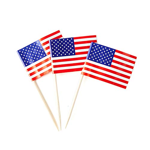mflagperft American Toothpick Flags 100 Pack, USA Flag Cocktail Picks