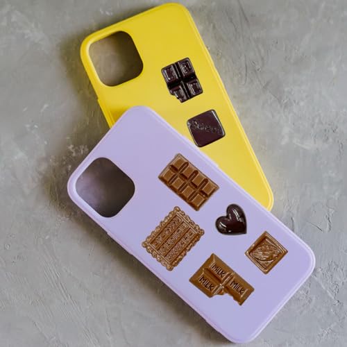 Fake Chocolate, 60Pcs Simulation Chocolate Artificial Food Chocolates Resin Flatback Cabochon Chocolates Beads Faux Dessert Candy chocolate Models for DIY Crafts Home Kitchen Decoration - Thumbnail 5