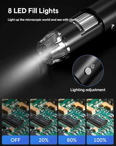 Image of ETZIN 3 in 1 USB Microscope HD 1920x1080P Digital Microscope 50X to 1600X Magnification Mini Microscope Camera Magnifier with 8 LED and Metal Stand, Compatible with Mac Window 7 8 10 EPL-584IM